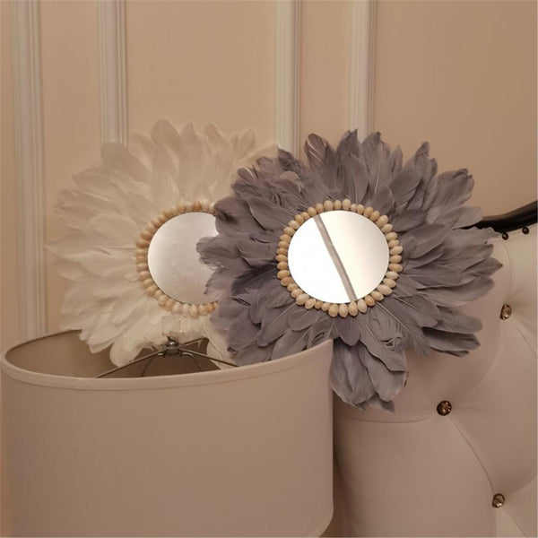 Decorative Mirror with Feather
