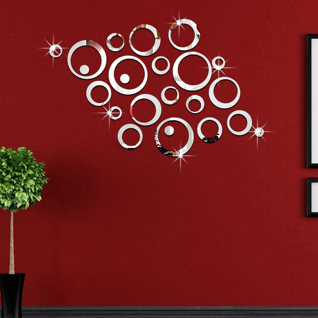 24pcs 3D Mirror Circles Stickers